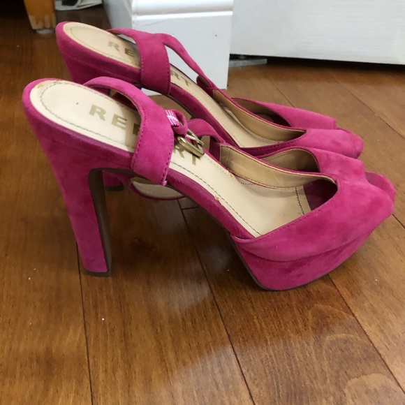 PINK VELVET HEELS 4 inch heel size 8 1/2 - Picture 2 of 3